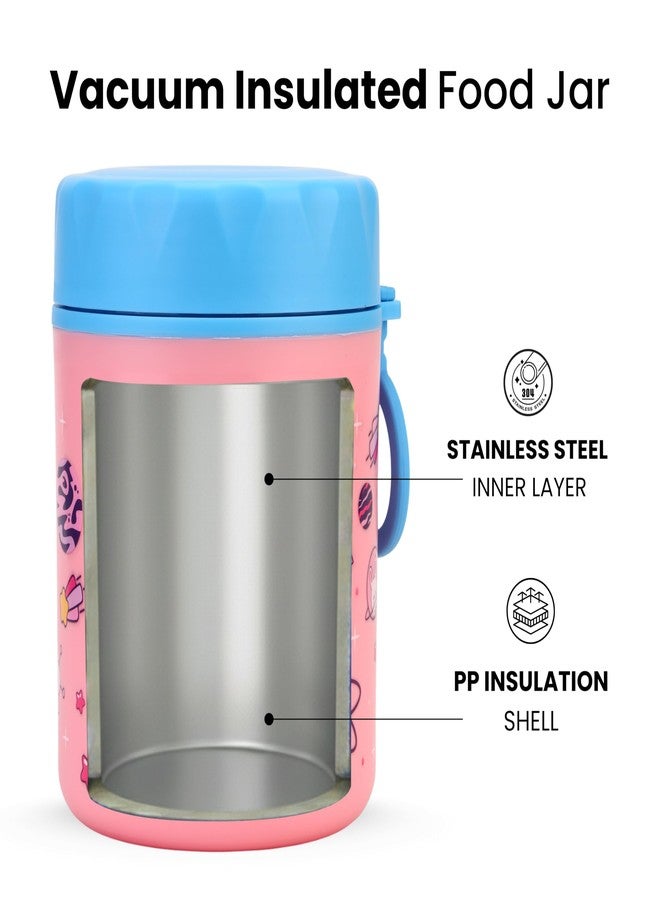 ONE AND ONLY علبة طعام واحدة فقط معزولة بتفريغ الهواء وكوب للأطفال والفتيات - علبة غداء من الفولاذ المقاوم للصدأ مانعة للتسرب، خالية من مادة BPA، عبوة من قطعتين سعة 480 مل (وردي) - Image 4